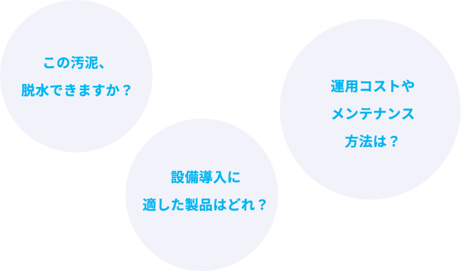 この汚泥、脱水できますか？設備導入に適した製品はどれ？運用コストやメンテナンス方法は？